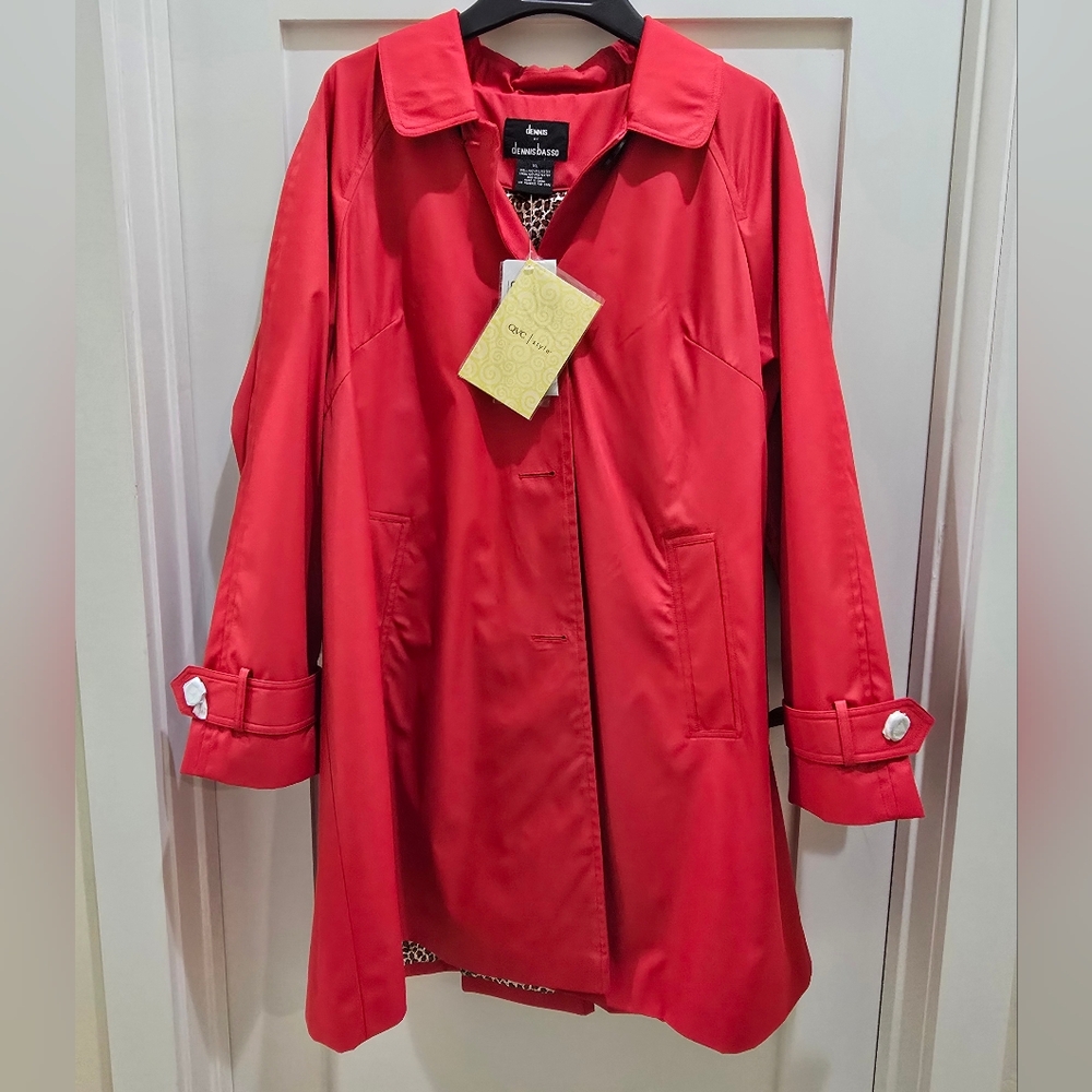Dennis Basso Bold Red Trench Coat